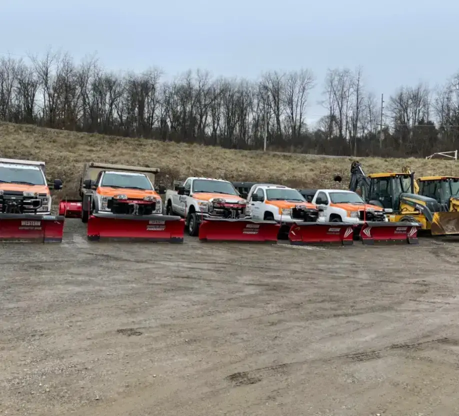 Bradley Lawn-Scape work trucks staged at a lot